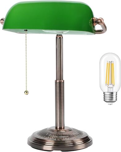 مصباح مكتب المصرفيين ، مصباح العنبر الرجعية ، مصباح خمر مع مفتاح سلسلة سحب للمكتب المنزلي ، مضمن المصباح LED (النحاس+العنبر) in Kuwait