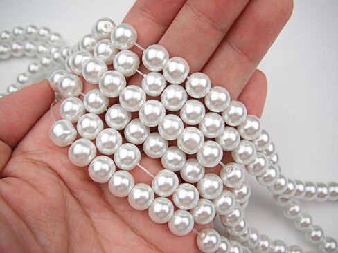 ALL in ONE 3 Strands 300pcs Round Pearl Loose Beads (6MM, IVORY) in Saudi Arabia