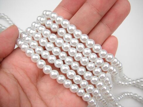 ALL in ONE 3 Strands 300pcs Round Pearl Loose Beads (6MM, IVORY) in Saudi Arabia
