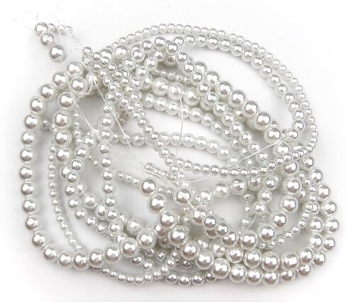 ALL in ONE 3 Strands 300pcs Round Pearl Loose Beads (6MM, IVORY) in Saudi Arabia