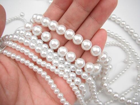 ALL in ONE 3 Strands 300pcs Round Pearl Loose Beads (6MM, IVORY) in Saudi Arabia