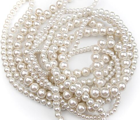 ALL in ONE 3 Strands 300pcs Round Pearl Loose Beads (6MM, IVORY) in Saudi Arabia