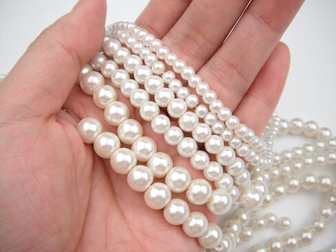 ALL in ONE 3 Strands 300pcs Round Pearl Loose Beads (6MM, IVORY) in Saudi Arabia