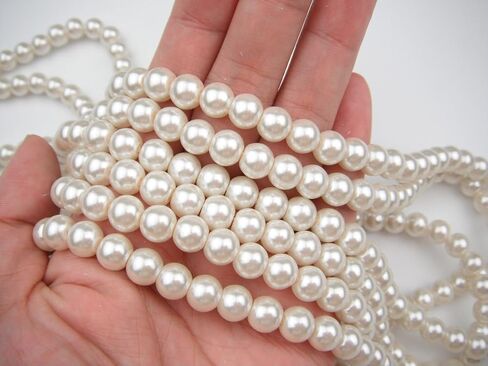 ALL in ONE 3 Strands 300pcs Round Pearl Loose Beads (6MM, IVORY) in Saudi Arabia