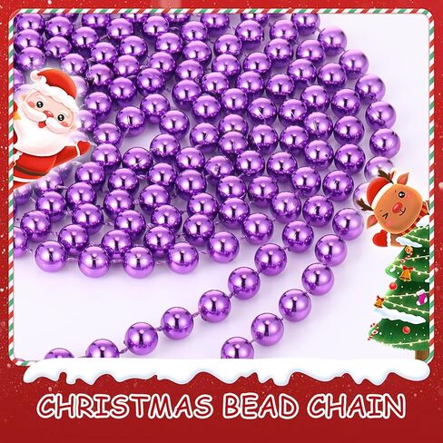2 Pcs 18ft Christmas Bead Chain 1/2" in Diameter Tree Bead Craft String Pearls for Curtains, Wedding Party Decorations, DIY Christmas Tree Ornaments(Purple) in Kuwait