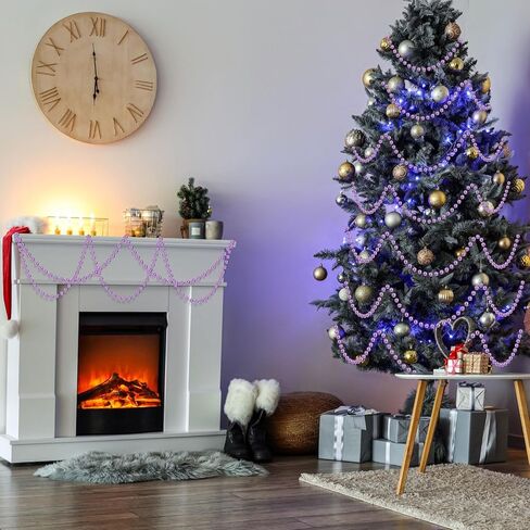 2 Pcs 18ft Christmas Bead Chain 1/2" in Diameter Tree Bead Craft String Pearls for Curtains, Wedding Party Decorations, DIY Christmas Tree Ornaments(Purple) in Kuwait