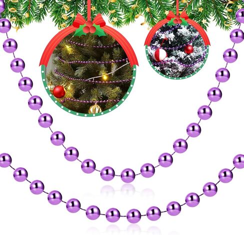 2 Pcs 18ft Christmas Bead Chain 1/2" in Diameter Tree Bead Craft String Pearls for Curtains, Wedding Party Decorations, DIY Christmas Tree Ornaments(Purple) in Kuwait