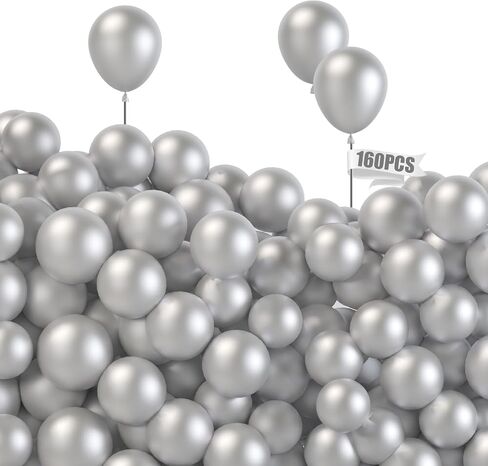 LovesTown 160PCS Silver Balloons, 5 Inch Pearlized Silver Balloons Small Silver Latex Balloons for Kids Birthday Wedding Party Decorations in Kuwait