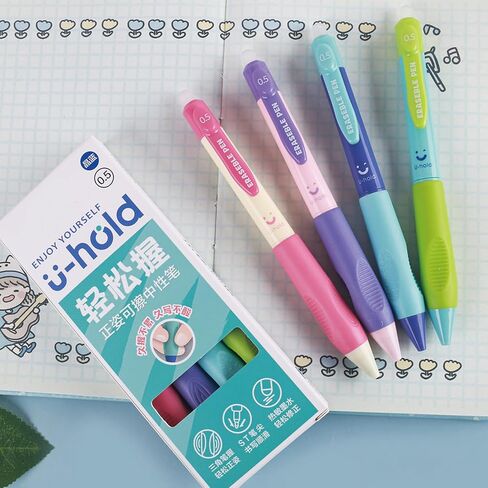 4 Pcs Erasable Gel Ink Pens Cute Retractable Erasable Pens 0.5mm Black Ink Pen Office School Pens Cute Aesthetic Pens Women Girls Pens Boys Men Pens (Style 3-Black Ink) in Saudi Arabia