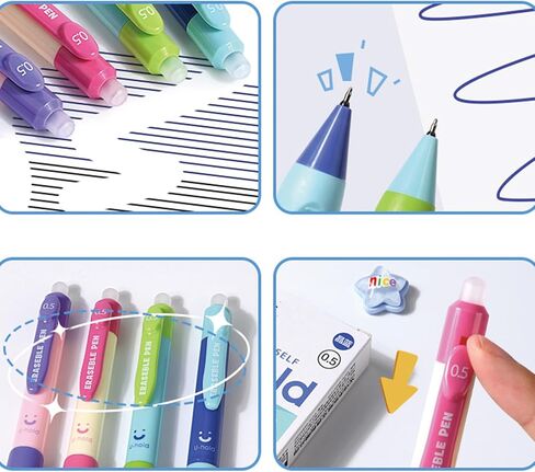 4 Pcs Erasable Gel Ink Pens Cute Retractable Erasable Pens 0.5mm Black Ink Pen Office School Pens Cute Aesthetic Pens Women Girls Pens Boys Men Pens (Style 3-Black Ink) in Saudi Arabia