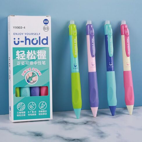 4 Pcs Erasable Gel Ink Pens Cute Retractable Erasable Pens 0.5mm Black Ink Pen Office School Pens Cute Aesthetic Pens Women Girls Pens Boys Men Pens (Style 3-Black Ink) in Saudi Arabia