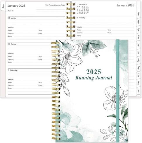 2025 Running Journal, Runner's Day-by-Day Log 2025, 12 Months Running Log Book for Tracking Your Daily Runs, Races, Goals and Achievements, Black in Saudi Arabia