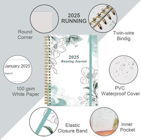 2025 Running Journal, Runner's Day-by-Day Log 2025, 12 Months Running Log Book for Tracking Your Daily Runs, Races, Goals and Achievements, Black in Saudi Arabia