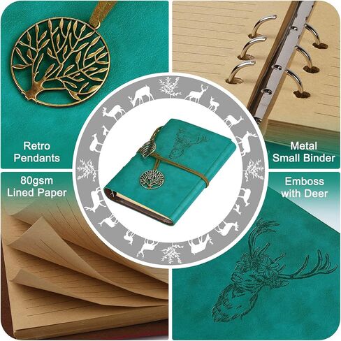 Asten Leather Writing Journal, Refillable Notebook Journal Vintage Diary with Lined Pages Travelers Notebook, Gift for Men and Women 5 x 67.2inch（A6, Blue in Saudi Arabia