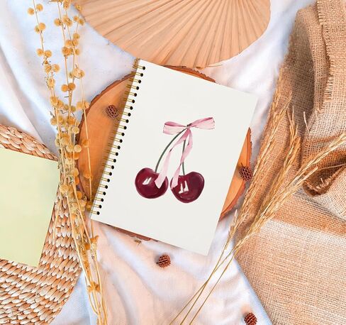 Coquette Preppy Pink Bow Cherry Notebook Journal ، Coquette School Supplies ، Coquette Gifts Stuff ، Coquette Planner Notebooks for Women Girls ، College abled notebook 5.5 × 8.3 in Kuwait