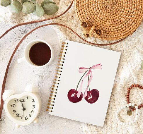 Coquette Preppy Pink Bow Cherry Notebook Journal ، Coquette School Supplies ، Coquette Gifts Stuff ، Coquette Planner Notebooks for Women Girls ، College abled notebook 5.5 × 8.3 in Kuwait