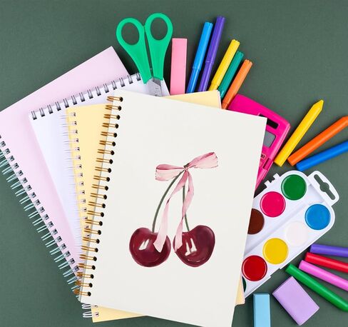 Coquette Preppy Pink Bow Cherry Notebook Journal ، Coquette School Supplies ، Coquette Gifts Stuff ، Coquette Planner Notebooks for Women Girls ، College abled notebook 5.5 × 8.3 in Kuwait