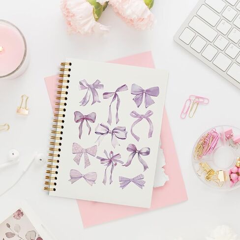 Coquette Pink Bow Notebook Journal ، Preppy Notebook ، دفتر ملاحظات جمالي وردي ، دفتر جيرلي ، دفتر ملاحظات وردي ، مستلزمات مكتبية وردية ، دفتر ملاحظات حلزوني 5.5x8.3 بوصة in Kuwait