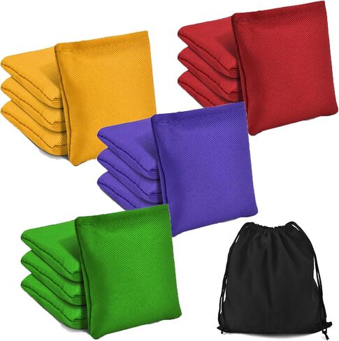 TINDTOP Bean Bags for Tossing(3.9 * 3.9inch, 100g/3.5oz), 12 Pack Cornhole Outdoor Toss Gaming Colorful Canvas Bean Bags Carnival Games Kids Beanbags Throwing Games for Kids Halloween Games in Saudi Arabia