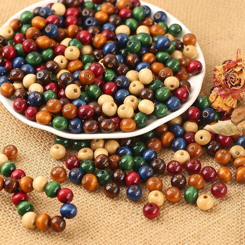 Dahi 500pcs 10 مم حبات خشبية ملونة خمر الخشب الخرز الخشبي الخشبي الحرف المصنوعة يدويًا لصنع أساور المجوهرات (10 ملم) in Kuwait