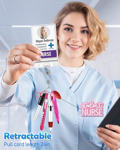 Plifal Student Nurse Pen Set Badge Reel Holder Accessories Clip - Retractable Mini Nursing Ball Pen Permanent Marker Highlighter Light Penlight Small Flashlight Work Student Office Hospital in Saudi Arabia