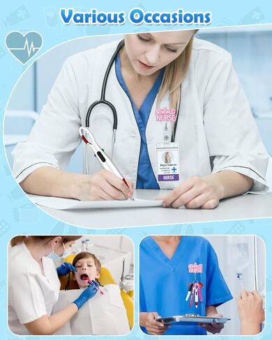 Plifal Student Nurse Pen Set Badge Reel Holder Accessories Clip - Retractable Mini Nursing Ball Pen Permanent Marker Highlighter Light Penlight Small Flashlight Work Student Office Hospital in Saudi Arabia