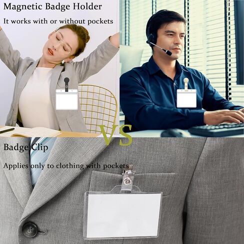 50 Pack Magnetic Tag Holder with 50 Pack Clear PVC Horizontal ID Badge Holder Kit for Office Conventions Exhibition Events to Keep Clothes Neat in Saudi Arabia
