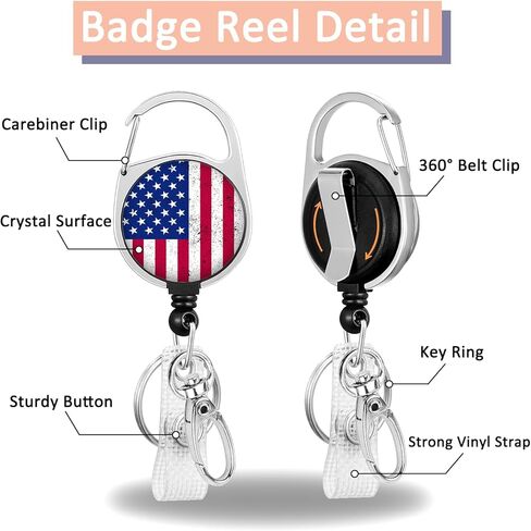 Fiordy كن طيب حامل شارة قوس قزح بكرة قابلة للتراجع عن العمل الثقيل مع مقطع حزام Carabiner 360 ° in Kuwait