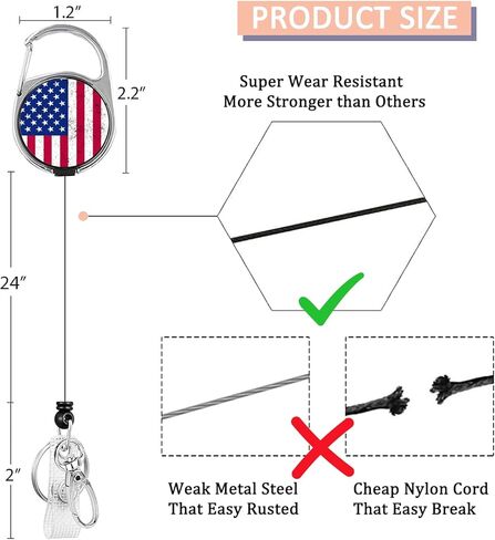 Fiordy كن طيب حامل شارة قوس قزح بكرة قابلة للتراجع عن العمل الثقيل مع مقطع حزام Carabiner 360 ° in Kuwait