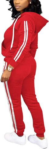 Nimsruc Two Piece Outfits For Women Jogging Suits Casual Tracksuit Hoodie Long Sleeve Sweatsuit Pants Sets Black Pink Stripe Gradient S in Kuwait