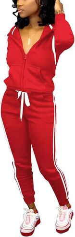 Nimsruc Two Piece Outfits For Women Jogging Suits Casual Tracksuit Hoodie Long Sleeve Sweatsuit Pants Sets Black Pink Stripe Gradient S in Kuwait