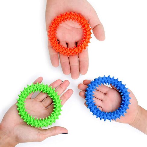 Pick A Toy Sensory Ring and Fidget Toy 3 Pack, Soft, Flexible Rubber Rings with Spikes, Engaging and Calming Sensory Toys Bracelets for Children, Youth, Adults in Kuwait