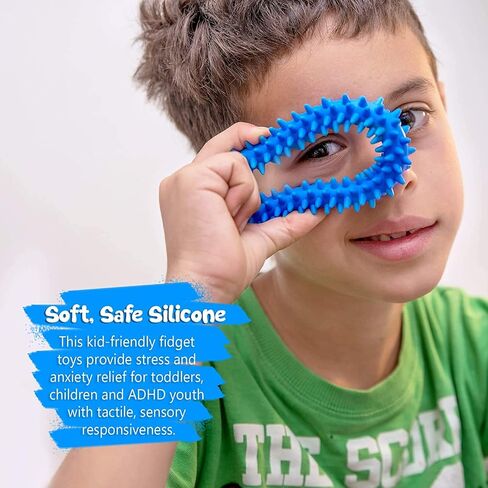 Pick A Toy Sensory Ring and Fidget Toy 3 Pack, Soft, Flexible Rubber Rings with Spikes, Engaging and Calming Sensory Toys Bracelets for Children, Youth, Adults in Kuwait
