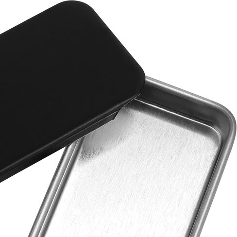 60 حاوية شريحة معدنية أعلى حاويات القصدير ، حاويات قصدير معدنية ميني ميني ميني ، صندوق قصدير معدني مستطيل مع أغطية شريحة ، علب منظم التخزين الفارغة للشموع ، المجوهرات ، مجموعة تخزين الحرف ، الأسود in Kuwait