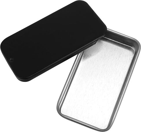 60 حاوية شريحة معدنية أعلى حاويات القصدير ، حاويات قصدير معدنية ميني ميني ميني ، صندوق قصدير معدني مستطيل مع أغطية شريحة ، علب منظم التخزين الفارغة للشموع ، المجوهرات ، مجموعة تخزين الحرف ، الأسود in Kuwait