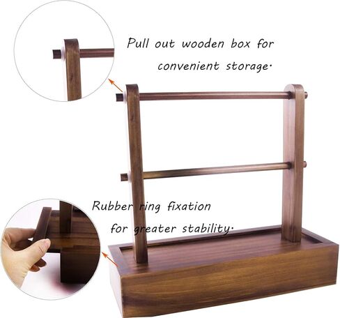Viredelo Yarn Holder Dispenser for Crocheting,Crochet Yarn Holder with Storage Box,Twizzter Portable Yarn Holder,Yarn Holder for Crocheting,Handmade Wood Yarn Dispenser,Yarn Ball Holder,Walnut in Saudi Arabia