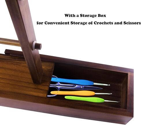 Viredelo Yarn Holder Dispenser for Crocheting,Crochet Yarn Holder with Storage Box,Twizzter Portable Yarn Holder,Yarn Holder for Crocheting,Handmade Wood Yarn Dispenser,Yarn Ball Holder,Walnut in Saudi Arabia
