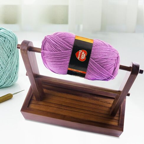 Viredelo Yarn Holder Dispenser for Crocheting,Crochet Yarn Holder with Storage Box,Twizzter Portable Yarn Holder,Yarn Holder for Crocheting,Handmade Wood Yarn Dispenser,Yarn Ball Holder,Walnut in Saudi Arabia
