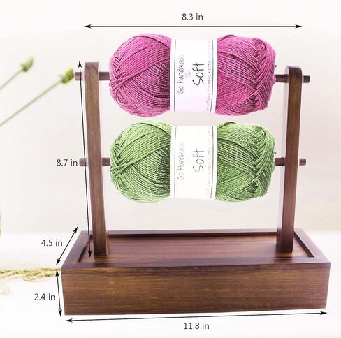 Viredelo Yarn Holder Dispenser for Crocheting,Crochet Yarn Holder with Storage Box,Twizzter Portable Yarn Holder,Yarn Holder for Crocheting,Handmade Wood Yarn Dispenser,Yarn Ball Holder,Walnut in Saudi Arabia