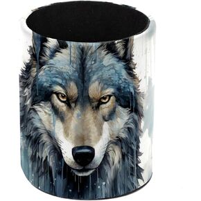 Pen Holder, PVC Pencil Holder for Desk, Link Wolf Pencil Cup Pot Desk Organizer and Accessories Makeup Brush Holder for Office, School, Home, Art Supply