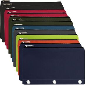 24 Pencil Pouches for 3 Ring Binder Bulk Pencil Bags with Zipper, Large Binder Pencil Pouch Bundle for School, Offices, Budgeting (24 Pencil Cases in 8 Colors)