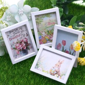 Dollhouse Miniature Picture Frames Set, 1:12 Scale Nursery Decor, Miniature Wall Art, Photo Frame Accessories (Set of 4)