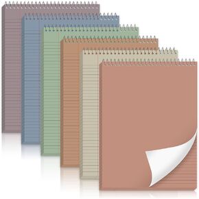 gisgfim 6 Pcs Pastel Top Bound Spiral Notebooks 8-1/2" x 11" College Ruled Aesthetic Legal Pad Top Spiral Steno Pads Colored Paper Assorted Covers Spiral Notebook for Writing School Office Supplies
