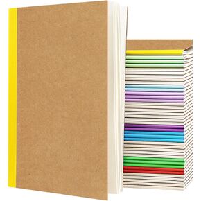 Gwybkq A5 Lined Kraft Composition Notebooks Bulk 40 Pcs(5.5x8.3) College Ruled with Rainbow Spine,Journal Notebook for Women Girls College Students Office School Supplies, 60 Pages/30 Sheets