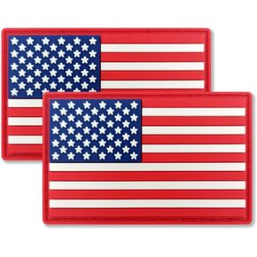 QQSD US American Flag Patch USA Tactical Military Patch - PVC Hook and Loop Fastener Patch, 2 Pack