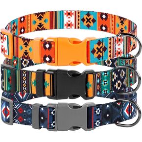 Southwest Dog Collar Tribal Pattern Adjustable Puppy Pet Collars for Small Medium Large Dogs Aztec Print (Tribal, Neck Fit 14"-18")