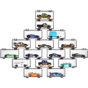 Hot Wheels Display Case: Stackable Toy Car Storage, Transparent Organizer for Matchbox & Hot Wheels 1/64 Scale Diecast Cars (32 Packs, Dark Tint Case Only)