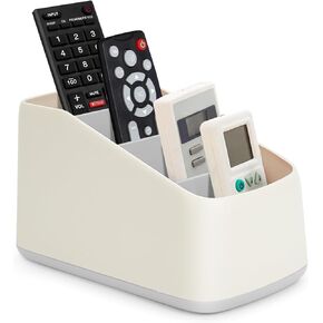Remote Control Holder with 4 Compartments,TV Remote Caddy/Box/Tray Organizer for Bedside Table/Office Desk,Desktop Storage Organizer for Small Controller,Media Player, Office Supplies