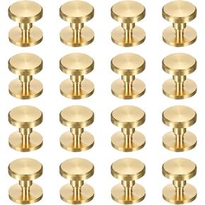 uxcell 16 Pcs Brass Chicago Screws 19mm Height Flat Head Screw Binding Rivets Post Nail Stud Rivets Fastener for DIY Leather Craft Belt Purse Strap