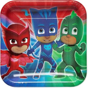 PJ Masks Square Paper Plates - 9" (Pack of 8) - Fun and Multicolor Tableware - Perfect for Kids' Celebrations, Birthday Parties, and PJ Masks Fans